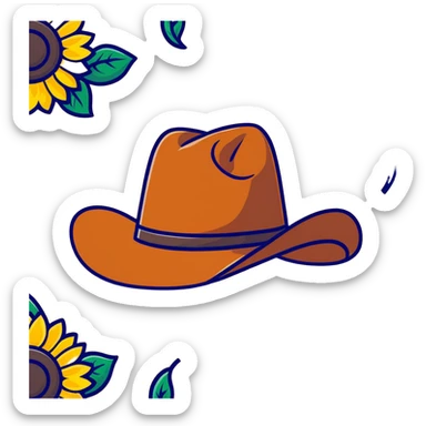 Cowgirl hat with sunflowers, western style hat with yellow flowers sticker