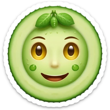 a standard emoji with a cucumber slice on each eye sticker