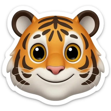 tiger face happy realistic sticker
