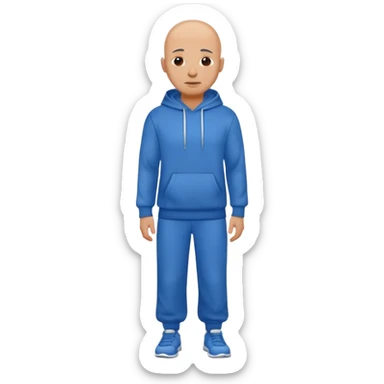 Bald man in a blue sweatpants outfit sticker