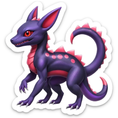 Scaley Exotic Salandit-Noibat-Umbreon-Fakémon-hybrid-creature (full body)  sticker
