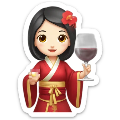 cute mazu girl hokkien taiwan red wine sticker