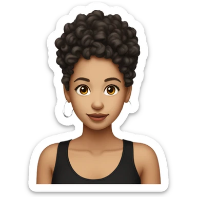 Pretty lightskin girl , with pencil curls, and black tank top sticker