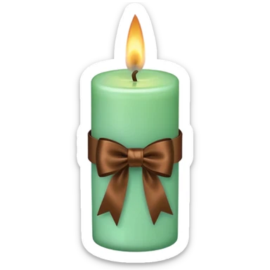 mint candle, with brown bow sticker