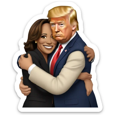 Donald trump hugging  Kamala Harris sticker