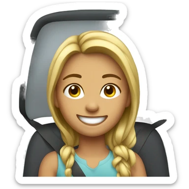 smiling girl in car interior sticker