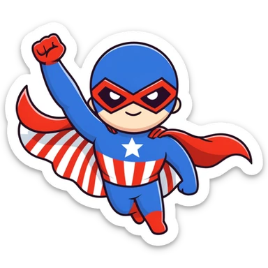 Fourth of July superhero  sticker