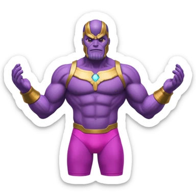 Thanos from Marvel in a bright pink swimsuit sticker