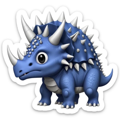 cute triceratops angry, black and white sticker