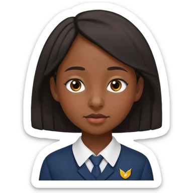 School uniform black girl. Right corner but more upturned nose sticker