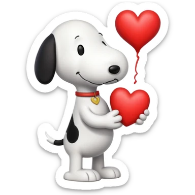 Snoopy holding heart  sticker