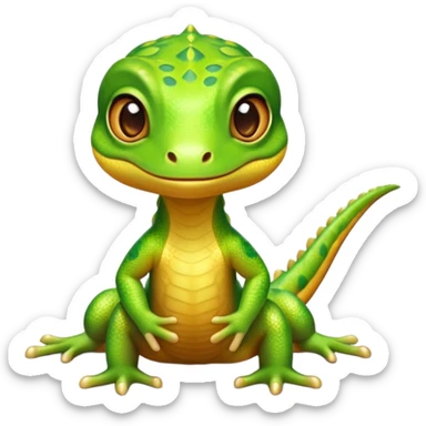 cinematic-cute-realistic gecko-portrait-emoji,-head-tilted-playfully-and-inquisitively,-featuring-a-small,-charming-body-with-smooth,-vividly-patterned-scales,-bright,-sparkling-eyes-and-delicate,-sticky-toe-pads,-simplified-yet-irresistibly-adorable sticker