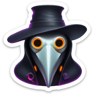 plague doctor with neon elements sticker