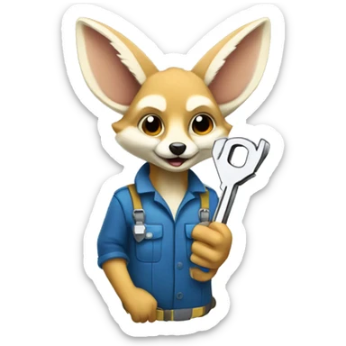 an electrician fennec holding a key with his right hand on the back sticker