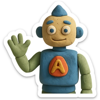 claymation style AI agent with plasticine look and visible fingerprints sticker
