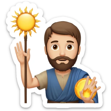 joshua bible chracter bearded man raising his hand stopping the sun sticker