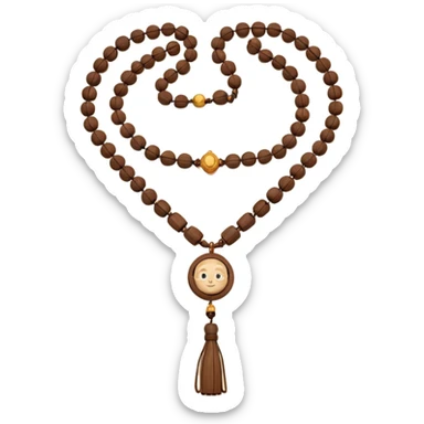 monk necklace object icon, wooden prayer beads with simple pendant, spiritual minimal design, natural wood texture, subtle sacred aura, 3D cartoon style, mobile game icon style, centered, clean background, no text, no watermark
 sticker
