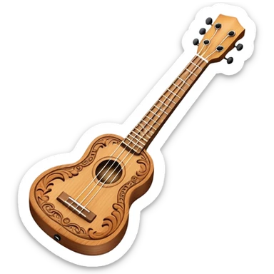 Ukulele with Hawaiian carvings sticker