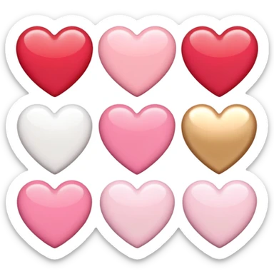Romantic pastel red and pink and white and gold hearts sticker