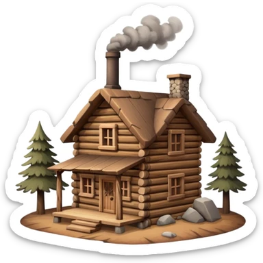  wooden house made of logs in the mountains sticker