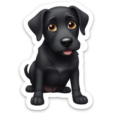 old black mixed breed dog sticker