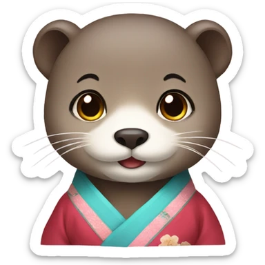 a otter face wearing traditional korean hanbok sticker