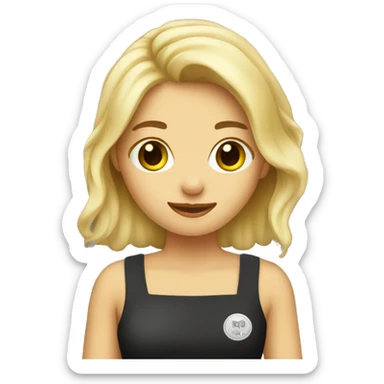 blond hair girl barista sticker