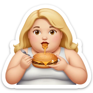 Fat girl with food sticker
