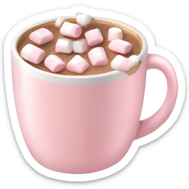 Light Pink mug of hot chocolate with marshmallows  sticker