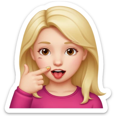 Una chica que tenga una cara y que se muerda el dedo índice  sticker