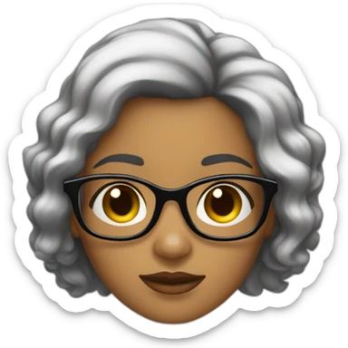 mujer bonita pelo negro con pelo tomado y lentes opticos sticker