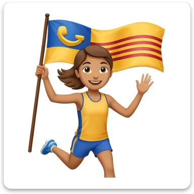 happy runner waving a flag that says 'emojiland' sticker