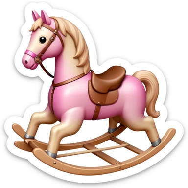 Rocking horse toy with gradient from pink to beige sticker