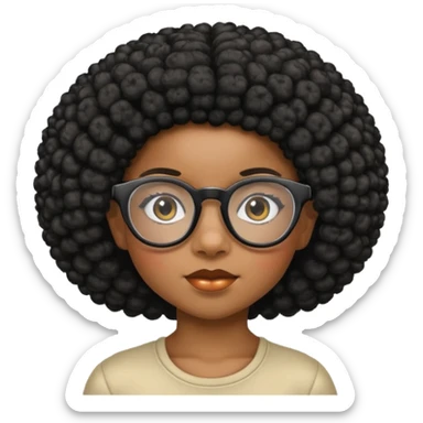 Child ebony girl with glasses and Afro  sticker