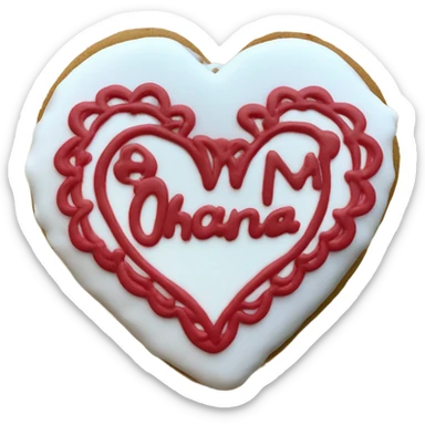 Red cookie heart with ohana sticker