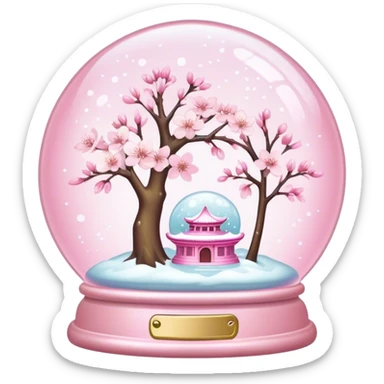 Pastel pink snow globe，Cherry blossom，Pearlescent sticker