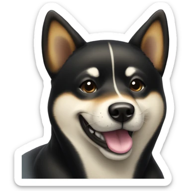 Black Shiba Inu grinning face with sweat sticker