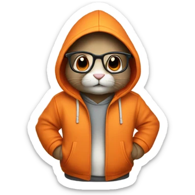  it specialist rabbit with glasses orang hoodie sticker