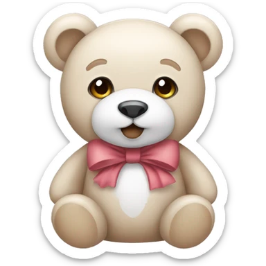 teddy bear wearing white bow sticker