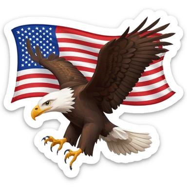 bald eagle with American flag, Fourth of July theme sticker