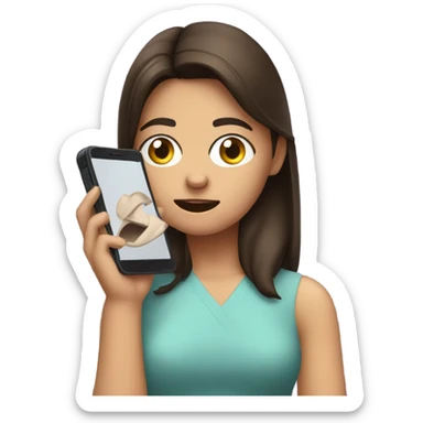 Brunette annoyed Girl calling sticker
