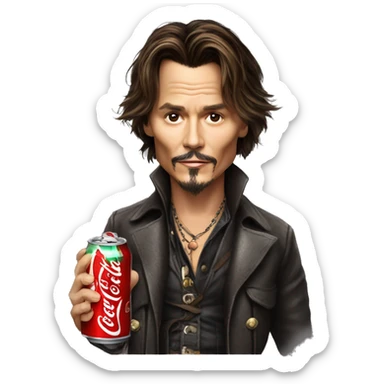 Johny Depp drinks coca cola sticker