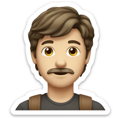 australien boy with brown hair mullet and moustache  sticker
