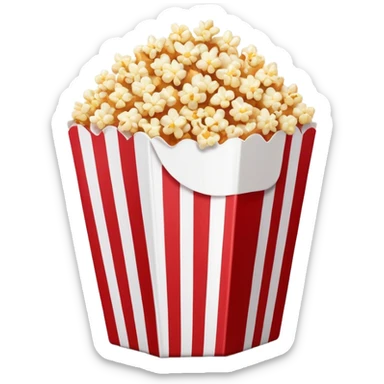 minimalist sweet popcorn emoji style, red and white popcorn box, caramel popcorn sticker