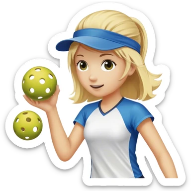 Girl with blond hair and wearing a visor playing pickleball sticker