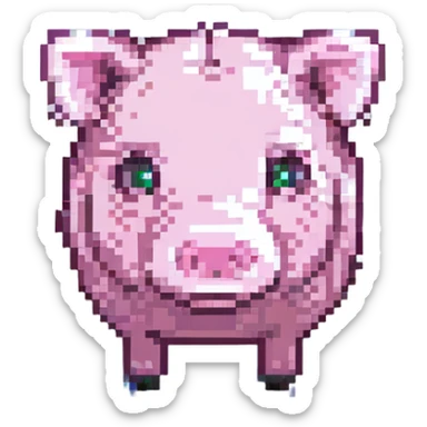 funny piggy, pixel art style sticker