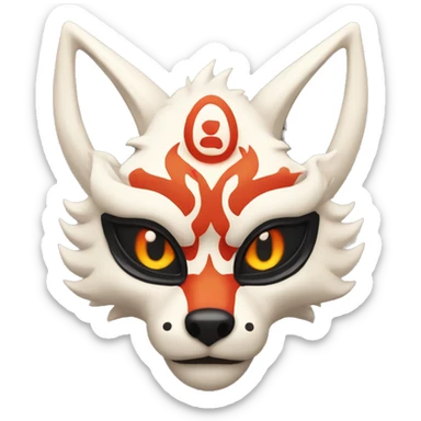 Nine-tailed Fox with japanese demon mask sticker