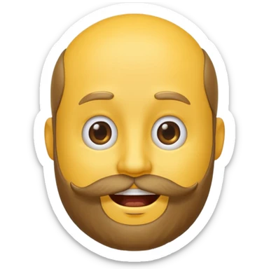 A yellow smiley emoji with a beard on top of his head sticker