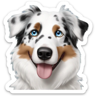 Double Merle Australian shepherd blue eyes and black eyeliner sticker