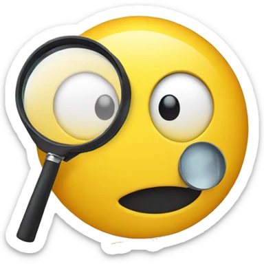 yellow emoji face with holding magnifying glass with one eye close sticker